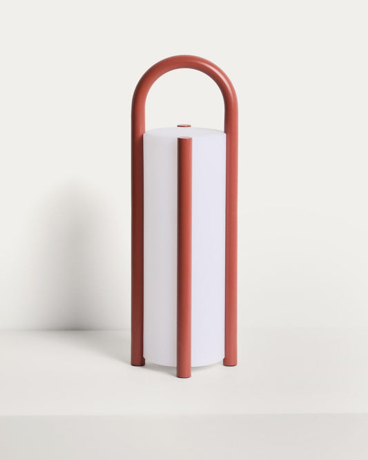 Leros large portable table lamp in terracotta polyethylene and steel