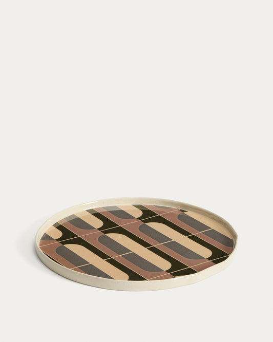 Julnet dinner plate in brown ceramic