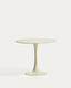 Vedira table in ecru ceramic and beige steel Ø90cm