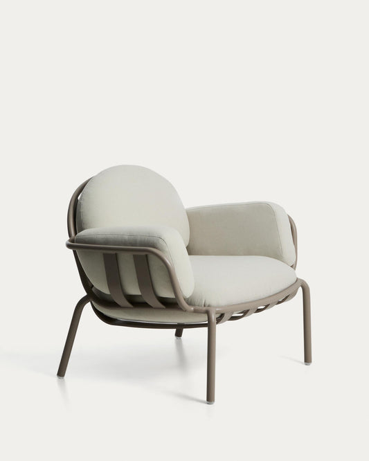 Joncols outdoor armchair in aluminium with taupe painted finish