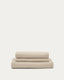 Nora armchair cover in taupe linen and cotton 140cm
