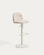 Arino beige chenille stool with beige metal legs 65cm