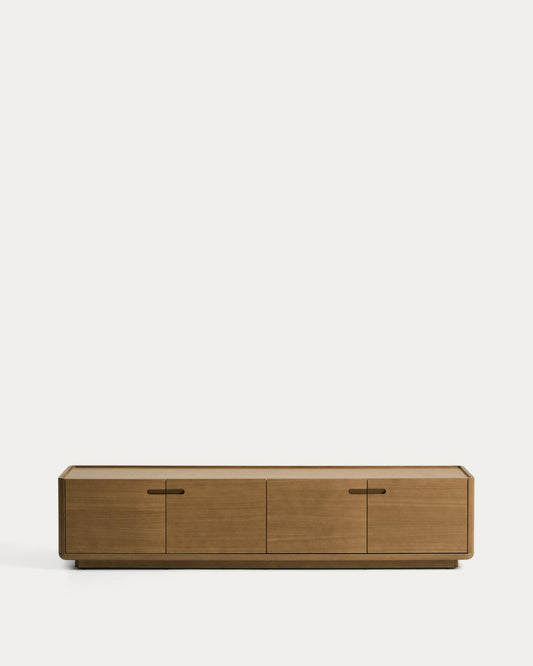 Arelida TV stand made of oak veneer and solid oak wood with light brown finish 200 x 44 cm FSC Mix Credit