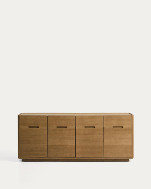 Arelida sideboard in oak veneer and solid oak wood with light brown finish 200 x 80 cm FSC Mix Credit