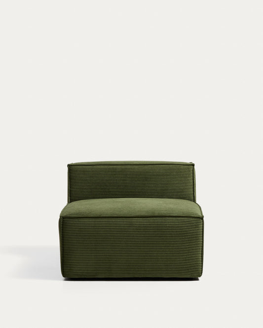 Blok green thick corduroy armchair 90cm FSC Mix Credit