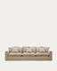Nora 4-seater sofa with removable cover with linen and cotton cushions in taupe 340cm