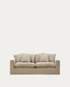 Nora 3-seater sofa with removable cover with linen and cotton cushions in taupe 240cm