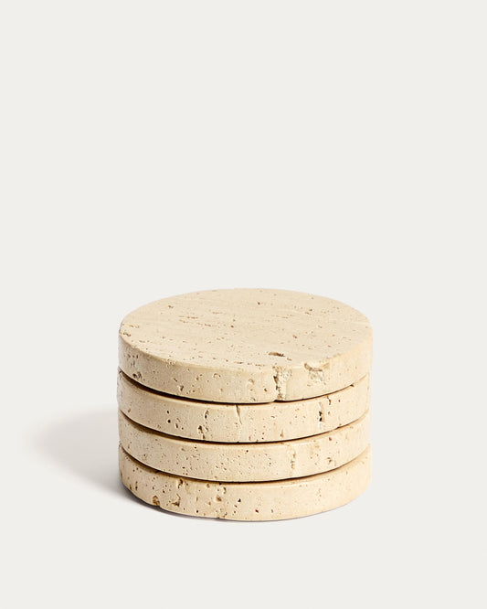 Zera set of 4 beige marble coasters
