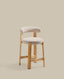 Granite stool in beige chenille and solid ash wood with natural tone finish FSC 100% 65cm