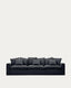 Nora 4-seater sofa with removable cover with linen and cotton cushions in anthracite grey 340cm