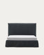 Anthracite grey linen and cotton Jaira bed with removable cover for a 150 x 190 cm FSC Mix Credit mattress