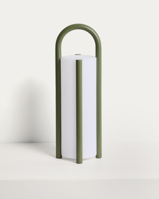 Leros large portable table lamp in green polyethylene and steel