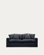 Nora 3-seater sofa with removable cover with linen and cotton cushions in anthracite grey 240cm
