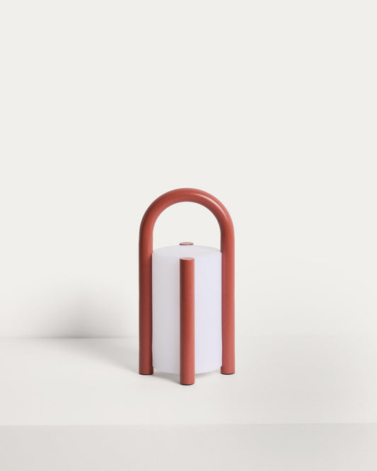 Leros small portable table lamp in terracotta polyethylene and steel