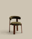Granite chair in green chenille and with solid ash wood in a walnut finish FSC 100%