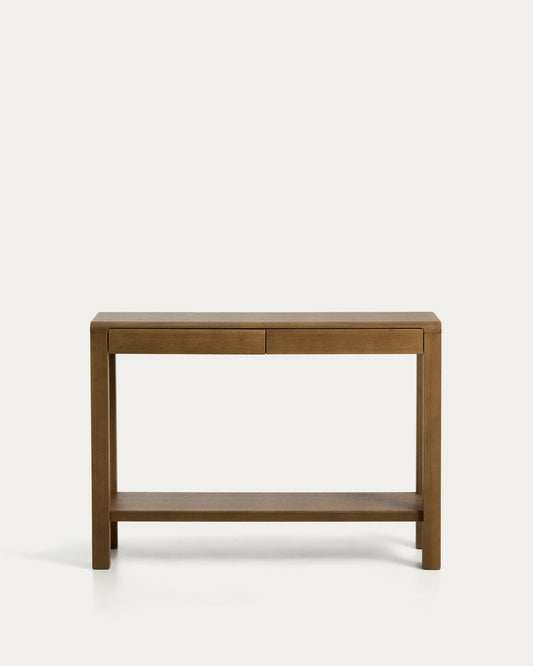 Arelida console table made of oak veneer and solid oak wood with light brown finish 112 x 80 cm FSC Mix Credit