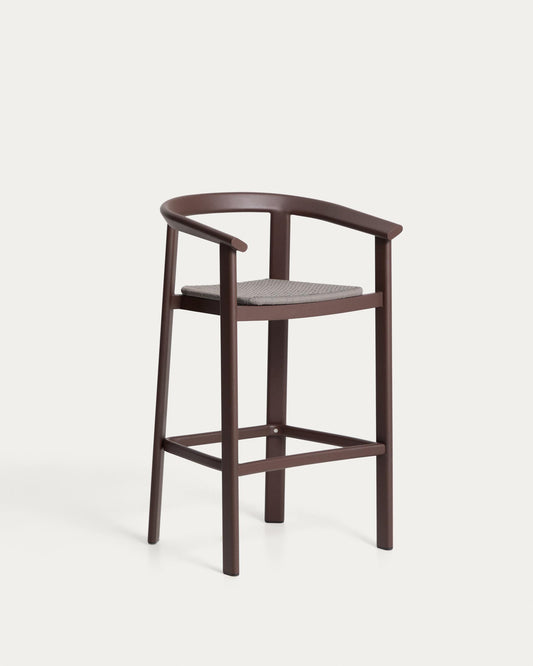 Erice stool in aluminium and brown rope cord 75cm