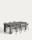 Livorno extendable table set in graphite aluminium with 6 Alimia chairs in graphite aluminium and grey synthetic rope cord 233 (350) x 100cm