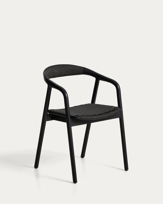 Derile chair in solid oak wood with black finish and black paper rope cord FSC 100%