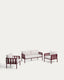 Omala set consisting of 2-seater sofa and 2 armchairs in burgundy rope cord and aluminium