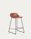 Zahara stool in brown polyurethane with steel legs with black finish 65cm FSC 100%