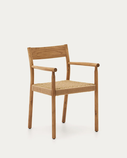 Yalia chair in solid oak wood with natural finish and rope seat FSC Mix Credit