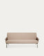 Amsen light brown 3-seater sofa in walnut plywood with brushed stainless steel legs 205cm