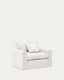 Nora armchair with removable cover with linen and cotton cushion in ecru 140cm