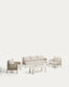 Aleria set with 3-seater sofa, 2 armchairs and coffee table in aluminium and ecru synthetic rope