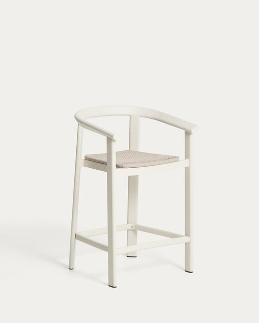 Erice stool in aluminium and ecru rope cord 65cm