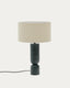Vex table lamp in green marble with a grey linen shade