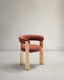 Granite 3-legged chair terracotta chenille and solid ash wood in a natural tone finish FSC 100%