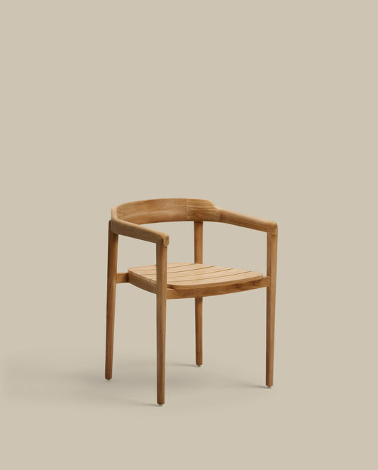 Icaro stackable chair in FSC 100% solid teak wood with natural finish