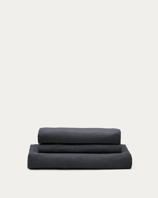 Nora armchair cover in anthracite grey linen and cotton 140cm