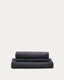 Nora armchair cover in anthracite grey linen and cotton 140cm
