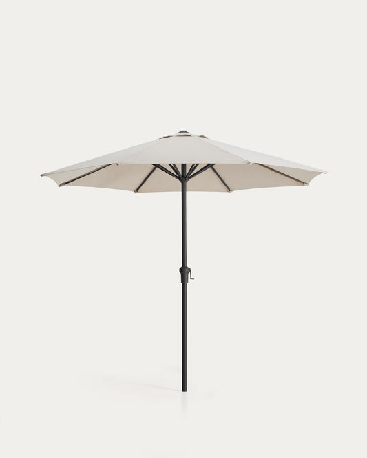 Milna beige parasol with central pole and graphite steel structure Ø300cm
