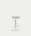 Zaib stool in beige chenille and matt white steel height 63-84 cm FSC 100%