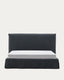 Anthracite grey linen and cotton Jaira bed with removable cover for a 180 x 200 cm FSC Mix Credit mattress
