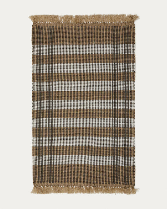Rug Barani in synthetic fibers brown and beige 60 x 90 cm
