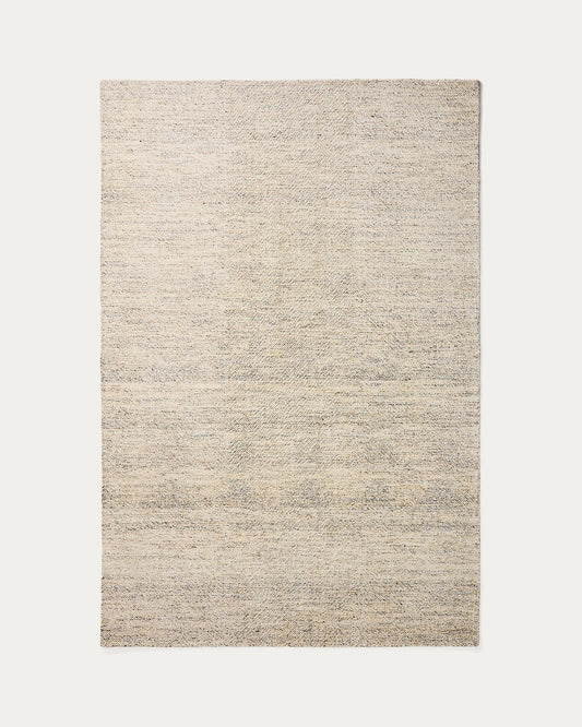 Lenuo ecru wool and cotton jacquard rug 160 x 230cm