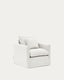 Nora armchair with removable cover with linen and cotton cushion in ecru 92cm