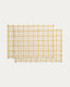 Adesta set of 2 individual placemats in 100% cotton ecru with yellow checks 35 x 50 cm