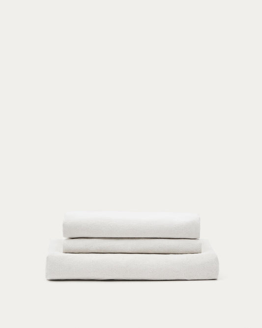 Nora armchair cover in ecru linen and cotton 92cm