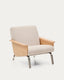 Amsen beige armchair in oak plywood with legs in brushed stainless steel