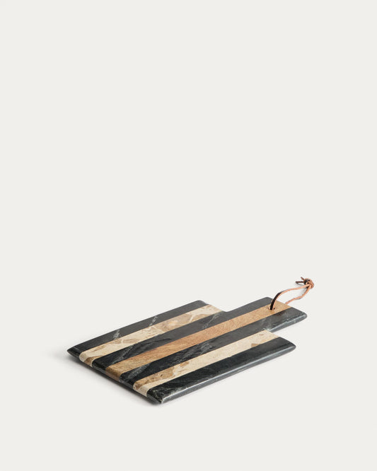 Surne serving board in black, brown and beige marble 30 x 18 cm