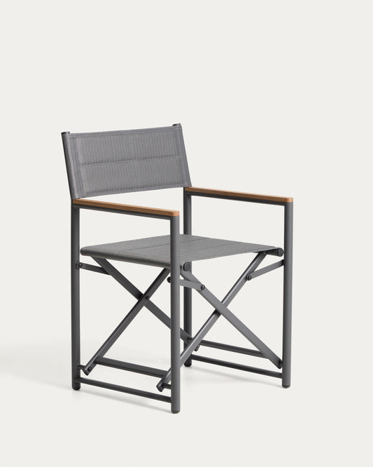 Tisno outdoor folding chair in graphite aluminium and grey texteline