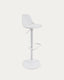 Orlando-T barstool white polyurethane and matt white steel 60-82 cm