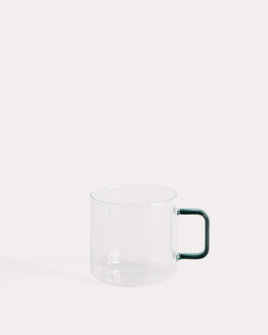 Micla green glass mug with handle