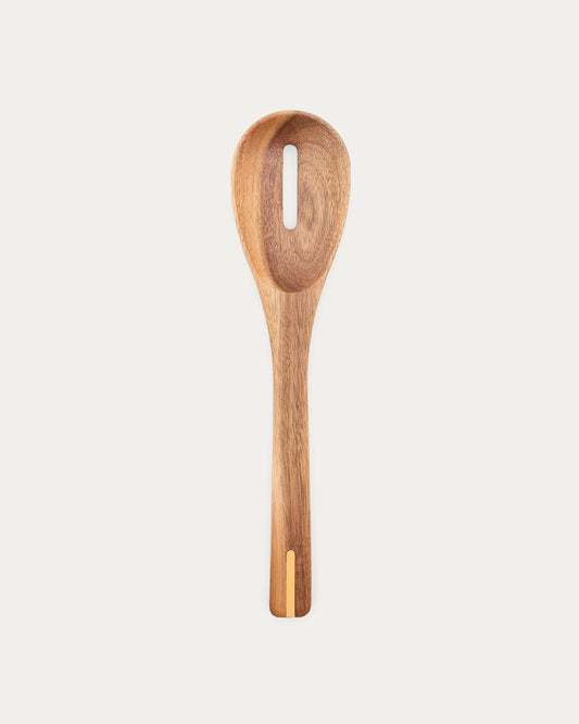 Zairin spoon with a hole in FSC 100% acacia wood and metal