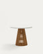 Alcaufar round outdoor table made of solid teak wood and white cement Ø 90 cm